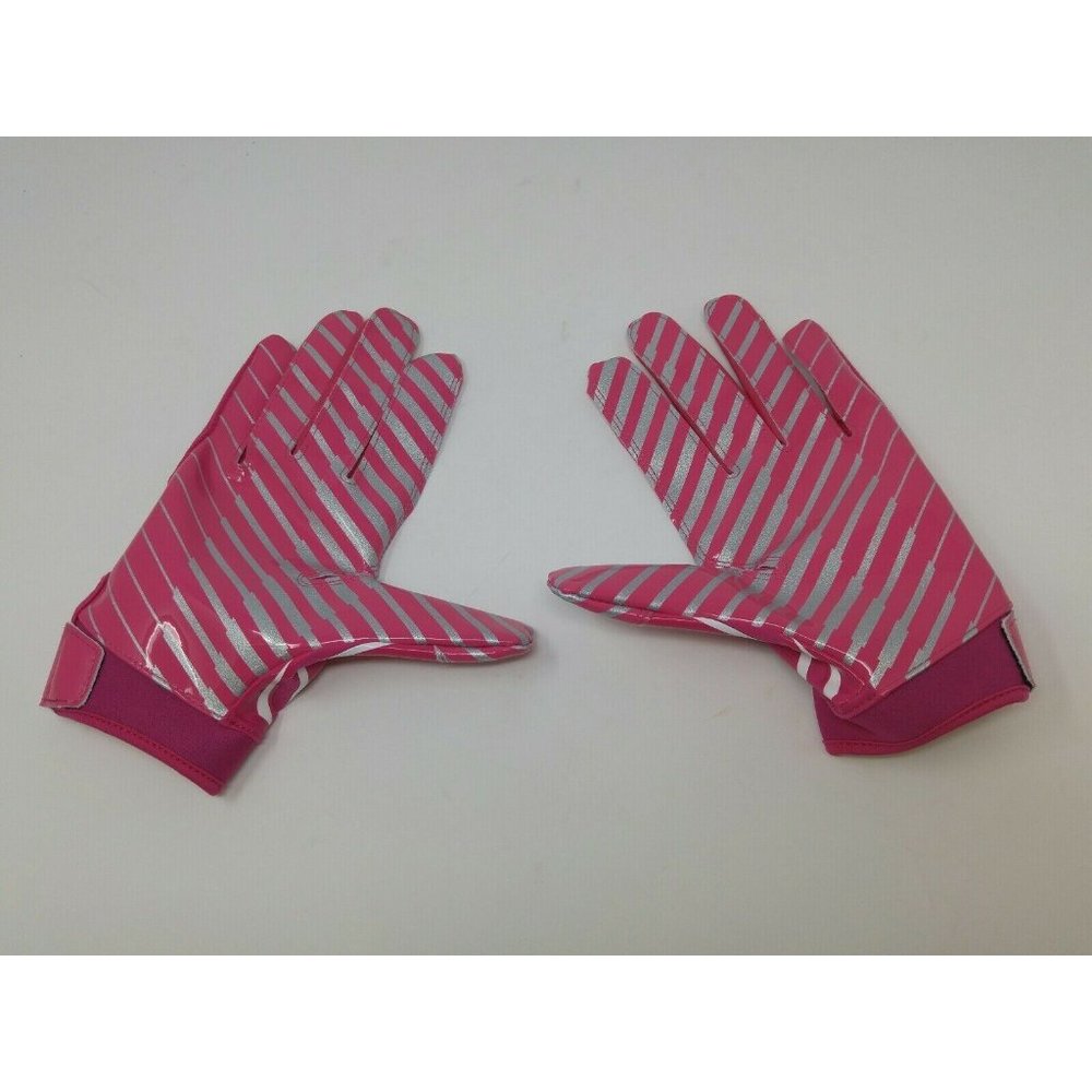 New Under Armour Men's Pink/White WR Football Gloves - Size Medium - Picture 2 of 3